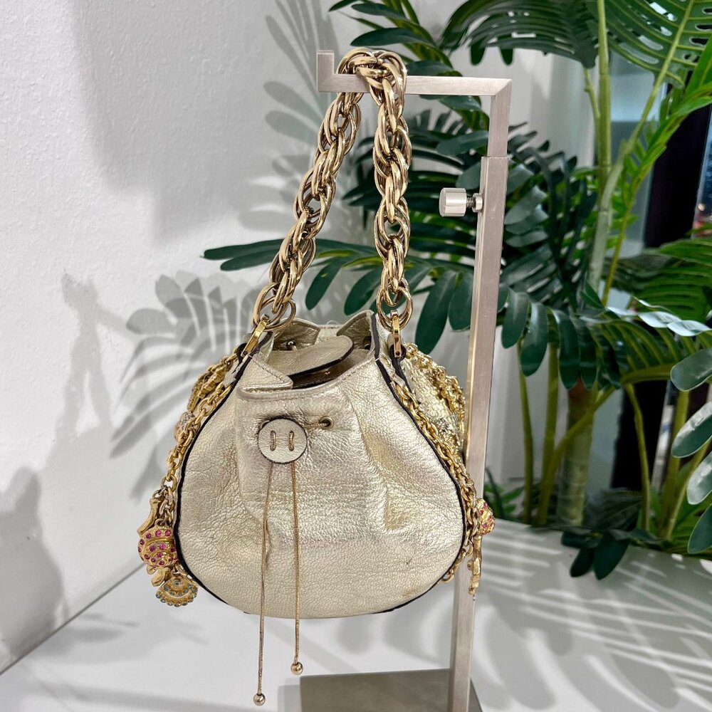 Versace Metallic Gold Python & Leather Mini Sea S… - image 5